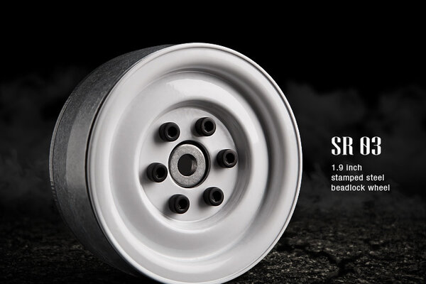 Gmade 1.9 SR03 Beadlock Wheels (Gloss White) (2)