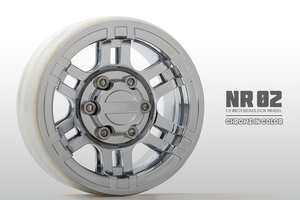 Gmade NR02 1.9" Beadlock Wheels, Chrome (2)