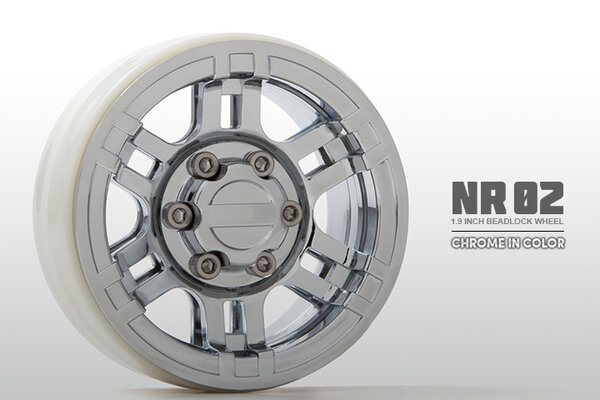 Gmade NR02 1.9" Beadlock Wheels, Chrome (2)