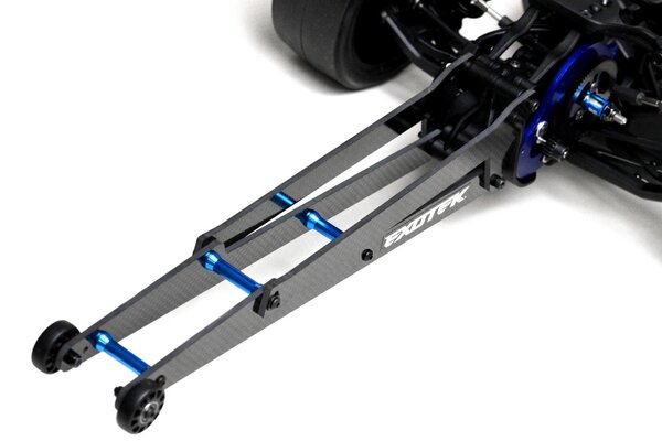 Exotek Racing DR10 Wheelie Bar Set, 12" Carbon and Alloy Adjustable