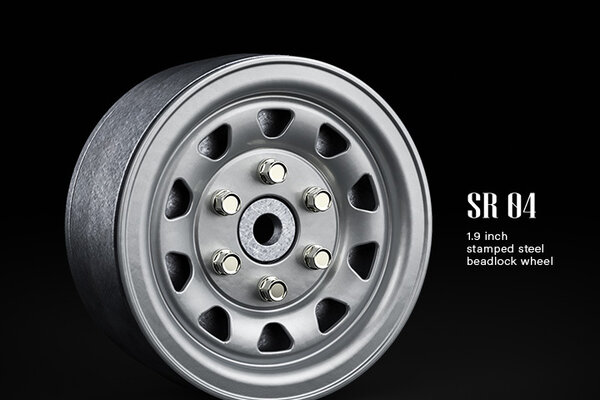 Gmade 1.9 SR04 Beadlock Wheels (Semigloss Silver) (2)