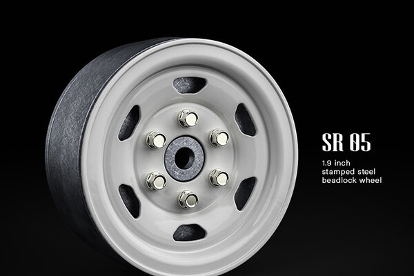 Gmade 1.9 SR05 Beadlock Wheels (Gloss White) (2)