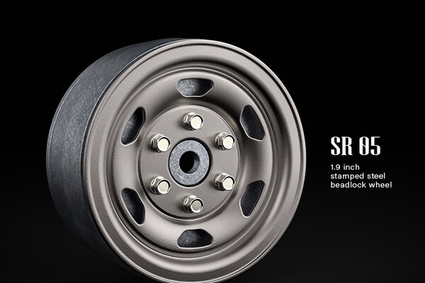 Gmade 1.9 SR05 Beadlock Wheels (Uncoated Silver) (2)