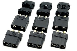 Maclan Racing Maclan XT90 Connectors, Black, w/ 3 Female + 3 Male Plugs