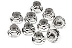 HPI Racing Serrated Flange Lock Nut M4 (Silver/10pcs)