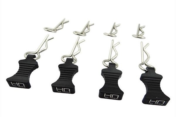 Hot Racing HRAAC03EZ01   AC03EZ01   1/10 Black Alum EZ Pulls, 4pcs and Body Clips (8pcs)