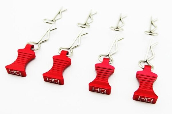 Hot Racing HRAAC03EZ02  Hot Racing 1/10 Aluminum EZ Pulls w/Body Clips (Red) (4)