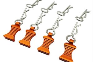 Hot Racing HRAAC03EZ03  1/10 Orange Aluminum EZ Pulls (4pcs), Body Clips (8pcs)