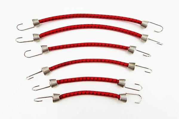Hot Racing 1/10 Scale Bungee Cord Set, Black and Red (6pcs)