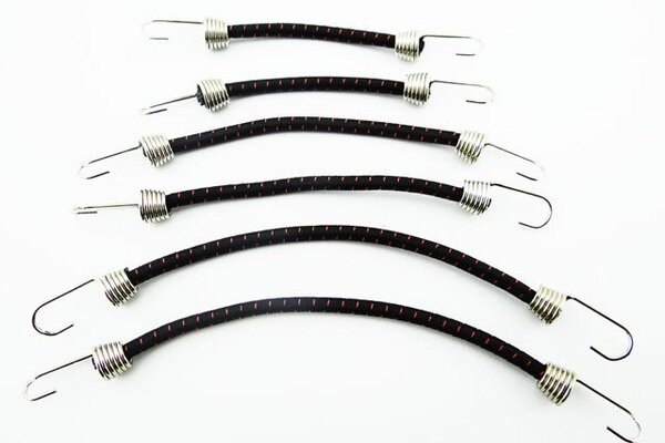 Hot Racing 1/10 Scale Bungee Cord Set, Black and Red, 6pcs