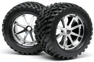 HPI Racing Mounted Goliath Tire 178X97mm On Blast Wheel Chrome - Savage
