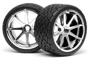 HPI Racing Mounted Phaltline Tire 140X70mm On Blast Wheel Chrome