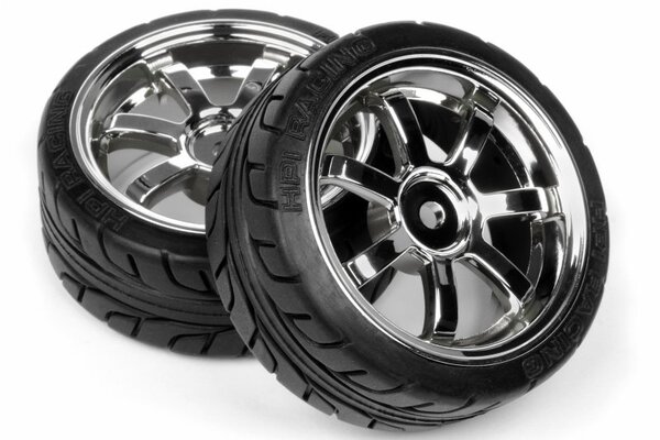 HPI Racing Mounted T-Grip Tire 26mm Rays 57S-Pro Wheel Chrome
