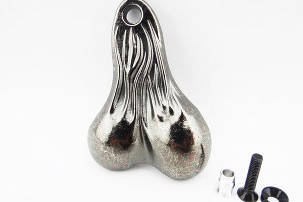 Hot Racing Black Chrome 3D Truck Dangler Balls, Bull Nuts