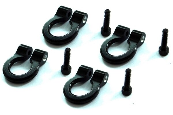 Hot Racing 1/10 Scale Aluminum Black Tow Shackle D-Rings (4pcs)