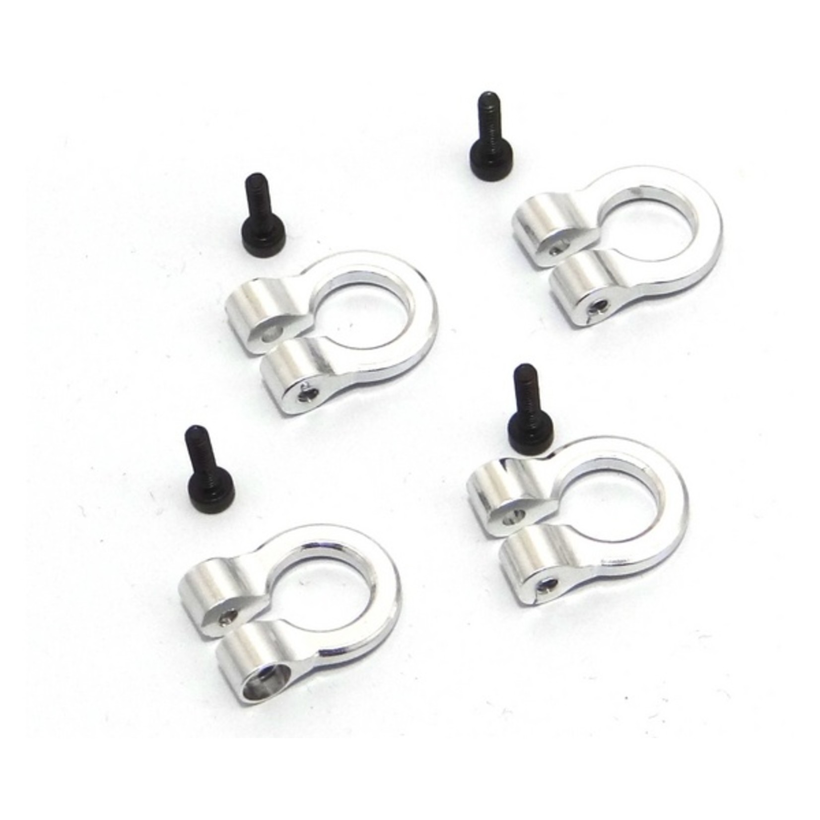 Hot Racing 1/10 Scale Aluminum Silver Tow Shackle D-Rings (4)