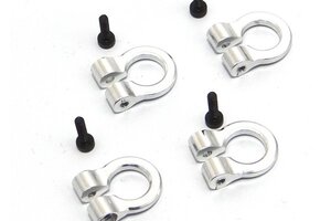 Hot Racing 1/10 Scale Aluminum Silver Tow Shackle D-Rings (4)