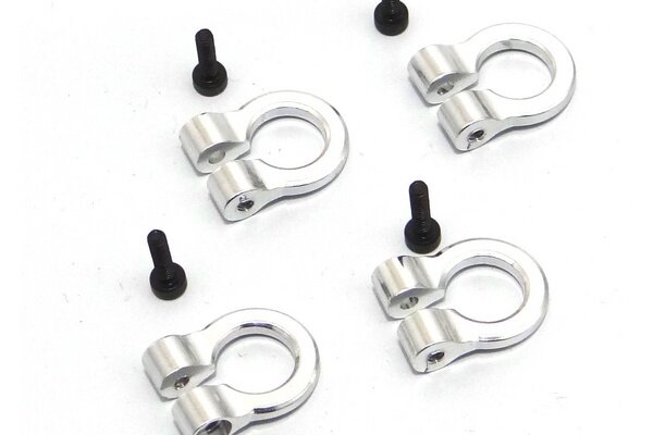 Hot Racing 1/10 Scale Aluminum Silver Tow Shackle D-Rings (4)