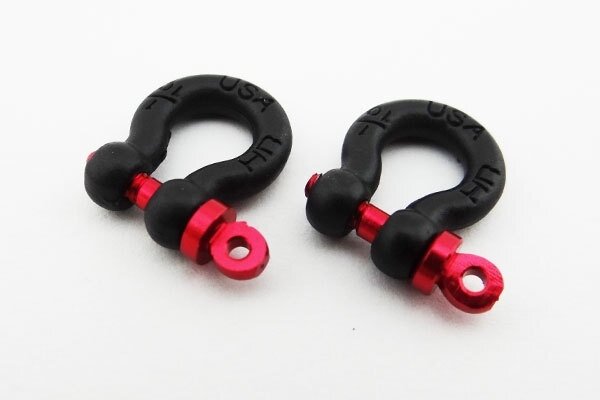 Hot Racing 1/10 Scale Aluminum Black Tow Shackles D-Rings (2pcs)