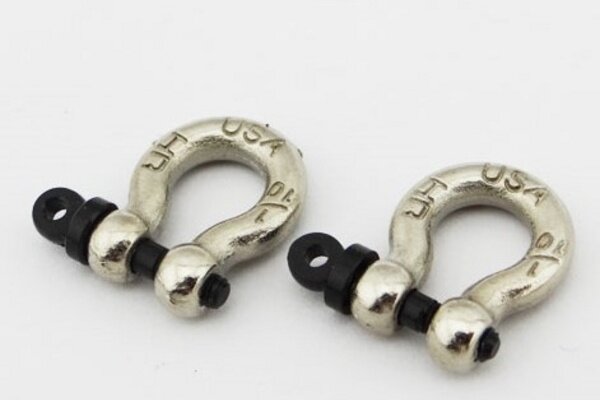 Hot Racing Aluminum 1/10 Scale Tow Shackles, Chrome, (D-Rings)