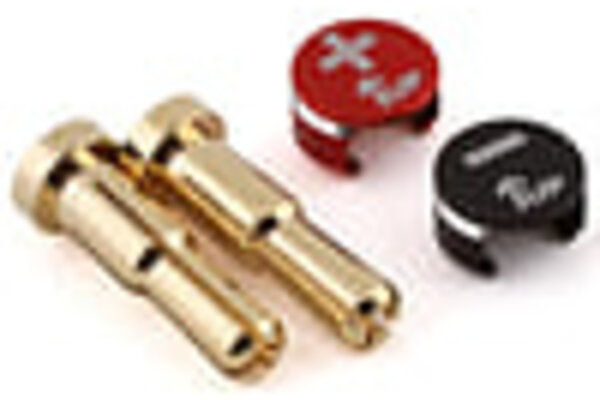 1UP Racing LowPro Bullet Plugs & Grips, 4/5mm Stepped, Red/Black