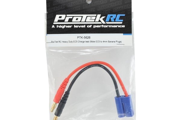 Protek RC PTK-5626   ProTek RC Heavy Duty EC5 Charge Lead (Male EC5 to 4mm Banana Plugs)