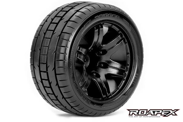 Roapex R/C ROPR2001-B0 Trigger 1/10 Stadium Truck Tire Black Wheel with 0 Offset