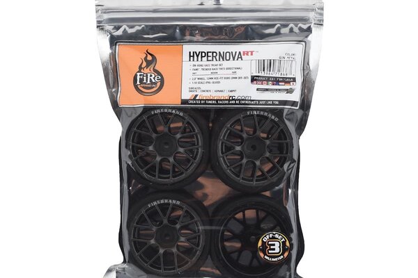 Firebrand RC FBR1WHEHYP683 Firebrand RC Hypernova-RT3 Pre-Mounted On-Road Tires (4) (Gun Metal)