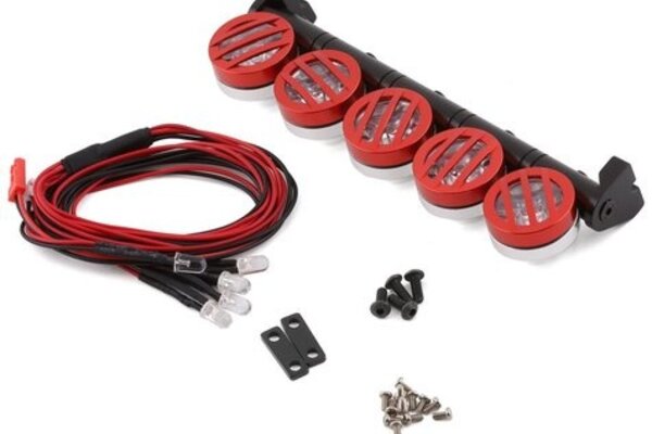 Yeah Racing YEA-YA-0370RD Yeah Racing 125mm Aluminum LED Light Bar w/5 Light Pods (Red)