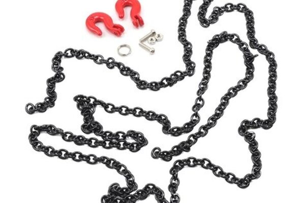 Yeah Racing Yeah Racing 96cm 1/10 Crawler Scale Steel Chain Accessory w/Red Hooks (Black)