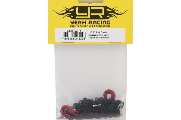 Yeah Racing Yeah Racing 96cm 1/10 Crawler Scale Steel Chain Accessory w/Red Hooks (Black)