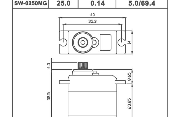 SAVOX SAVSW0250MG  WATERPROOF DIGITAL MICRO SERVO .11/69@6V