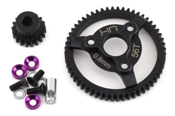 Hot Racing HRASTE256 Hot Racing Traxxas 32P Steel Pinion & Spur Gear Set (Purple) (18T/56T)