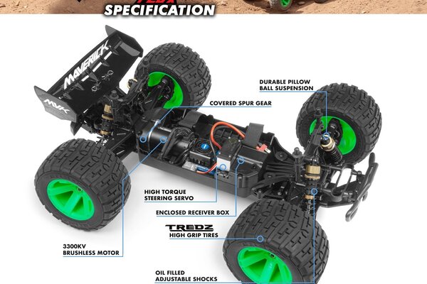 Maverick MVK150208  Quantum XT Flux 80A 1/10 4WD Truck - Silver