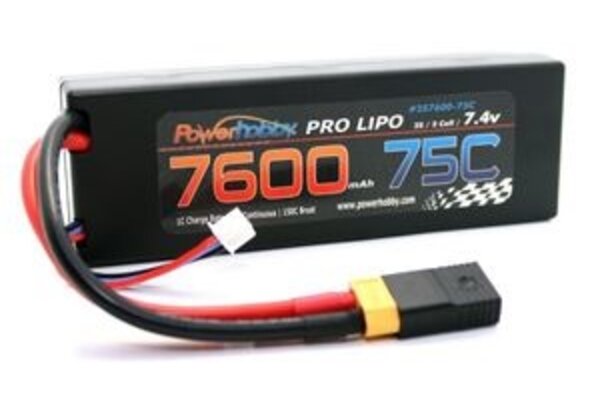 Powerhobby 7600mAh 7.4V 2S 75C LiPo Battery with Hardwired XT90