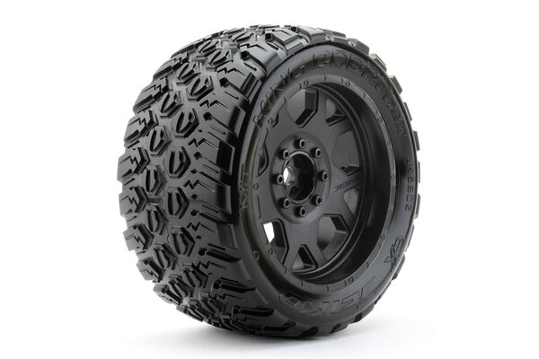 Jetko Tires JKO5802CBMSGBB1 1/5 XMT King Cobra Tires Mounted on Black Claw Rims, Medium Soft, Belted, 24mm for Traxxas X-Maxx (2)