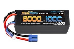 Powerhobby PHB4S8000100CEC5 Powerhobby 4s 14.8V 8000MAH 100C Lipo Battery w EC5 Plug