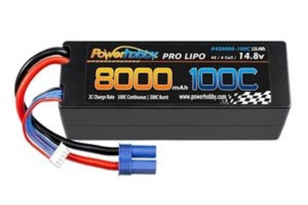 Powerhobby PHB4S8000100CEC5 Powerhobby 4s 14.8V 8000MAH 100C Lipo Battery w EC5 Plug