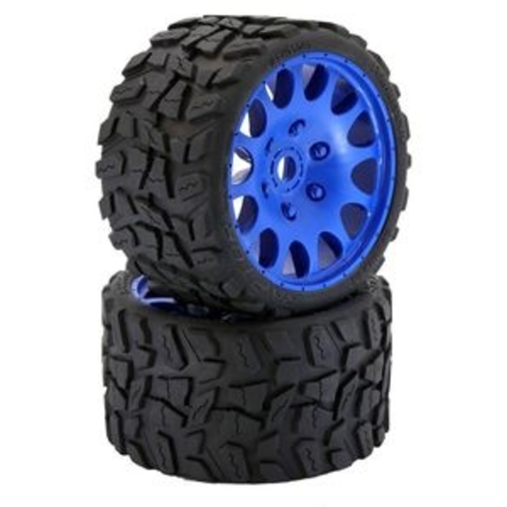 Power Hobby PHBPHT1141SBLUE Raptor Belted Monster Truck Tires / Wheels w 17mm Hex (2) Sport-Blue