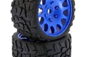 Powerhobby PHBPHT1141SBLUE Raptor Belted Monster Truck Tires / Wheels w 17mm Hex (2) Sport-Blue