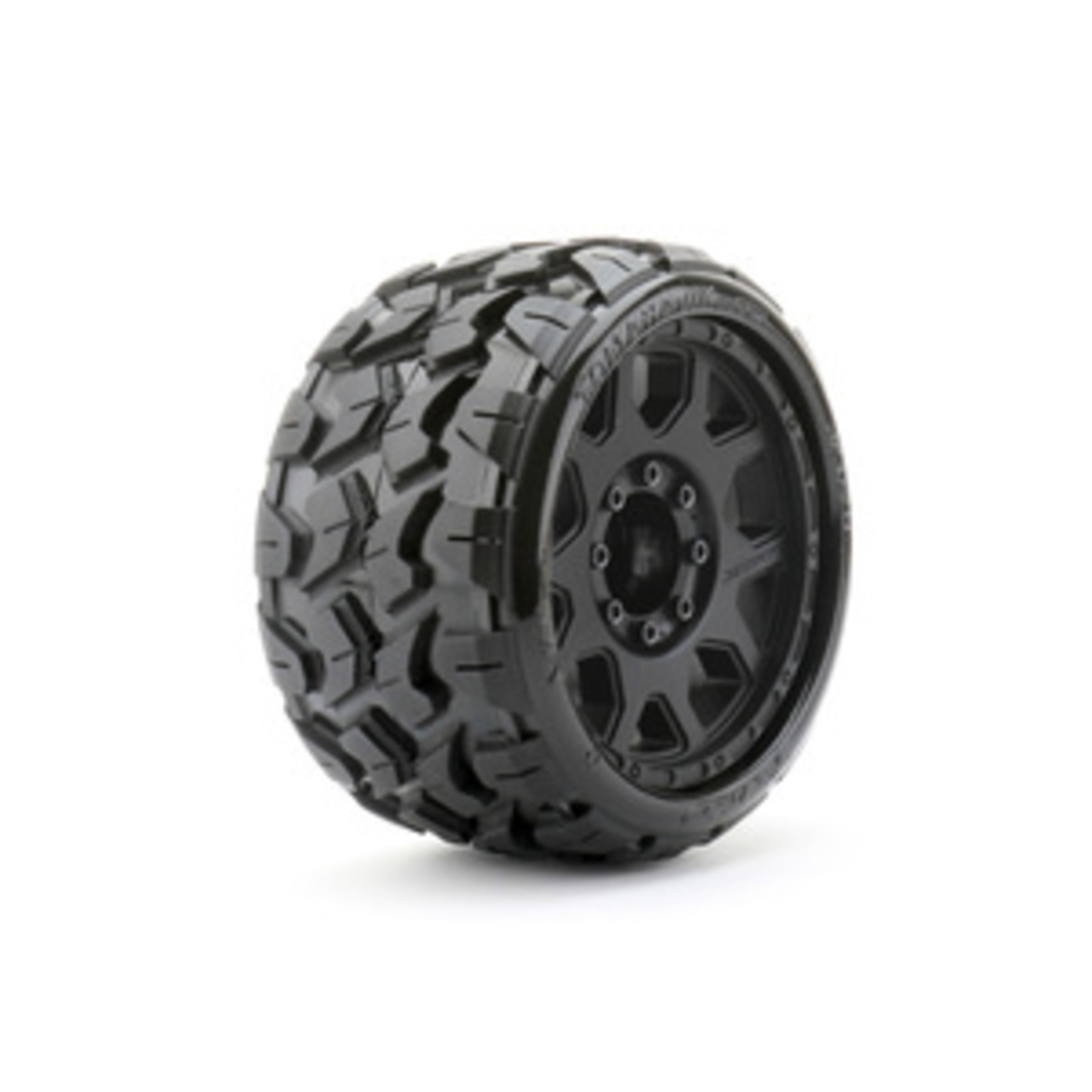 Jetko Tires JKO1601CBMSGBB2 1/8 SGT 3.8 Tomahawk Tires Mounted on Black Claw Rims, Medium Soft, Belted, 17mm 1/2" Offset (2)