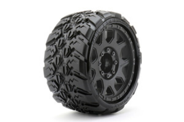 Jetko Tires JKO1602CBMSGBB2. 1/8 SGT 3.8 King Cobra Tires Mounted on Black Claw Rims, Medium Soft, Belted, 17mm 1/2" Offset (2)