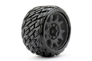 Jetko Tires JKO1603CBMSGBB2    1/8 SGT 3.8 Rockform Tires Mounted on Black Claw Rims, Medium Soft, Belted, 17mm 1/2" Offset