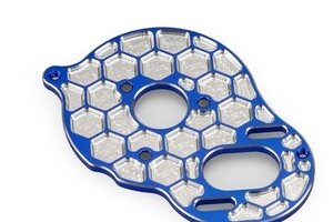 J Concepts JCO29101 Aluminum +2mm Rear Motor PLate Honeycomb, Blue