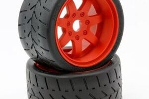 Powerhobby PHBPHT5102R 1/8 Gripper 54/100 Belted Mounted Tires 17mm Red Wheels