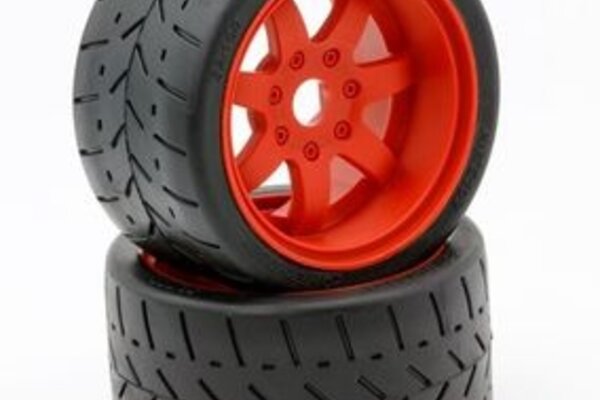 Powerhobby PHBPHT5102R 1/8 Gripper 54/100 Belted Mounted Tires 17mm Red Wheels