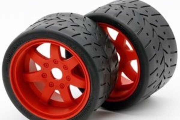 Powerhobby PHBPHT5102R 1/8 Gripper 54/100 Belted Mounted Tires 17mm Red Wheels