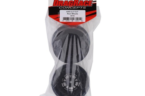 DragRace Concepts DRC-216  DragRace Concepts AXIS 2.2/3.0" Drag Racing Rear Wheels w/12mm Hex (Black) (2)