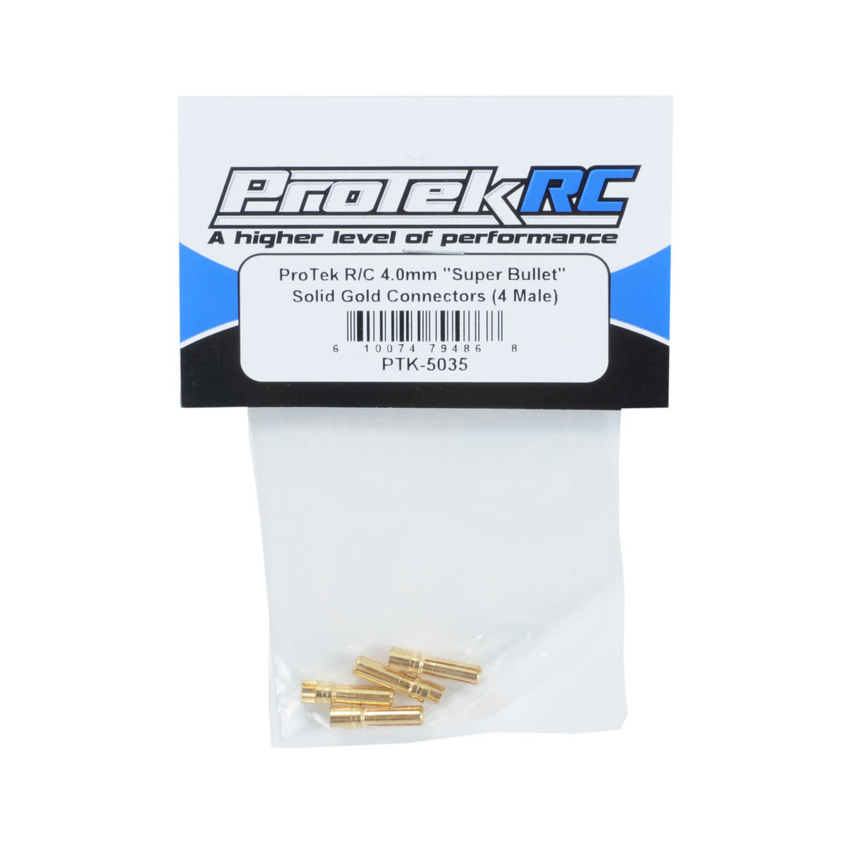 Protek R/C PTK-5035  ProTek RC 4.0mm "Super Bullet" Solid Gold Connectors (4 Male)
