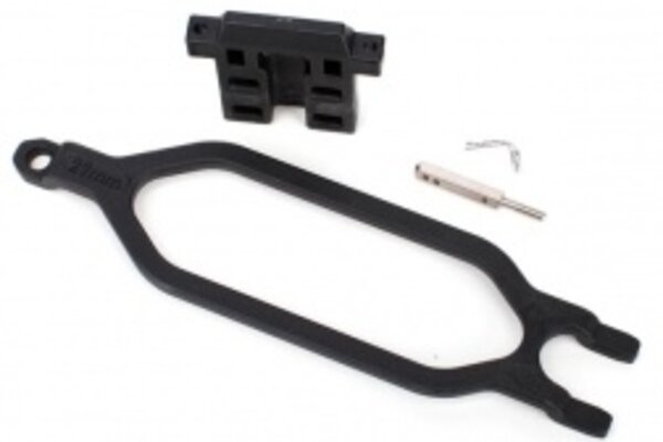 Traxxas 6727X Hold down, battery/ hold down retainer/ battery post/ angled body clip (allows for installation of taller, multi-cell batteries)